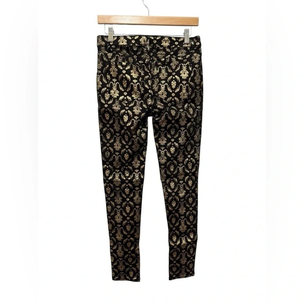 TINSELTOWN Brocade Skinny Jeans Gold Foil Size 7